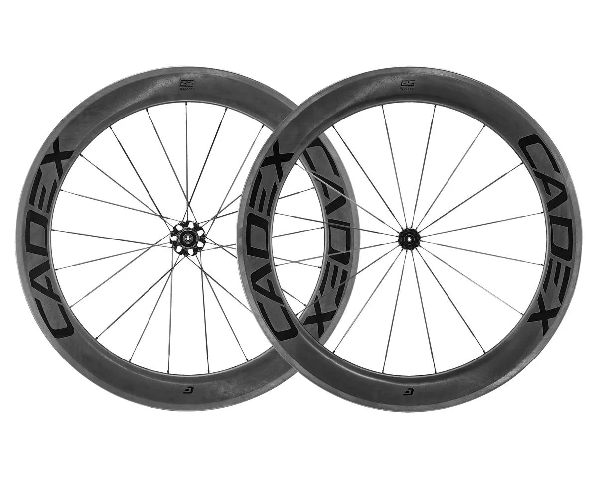Cadex 65 Tubular Carbon Road Wheels (Shimano HG 11/12) (Rear) (QR x 130mm) (700c) (Black) (Rim Brake)